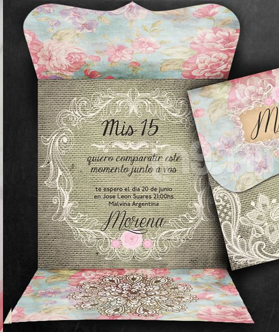 Tarjeta de invitacion plegable para 15 años  2